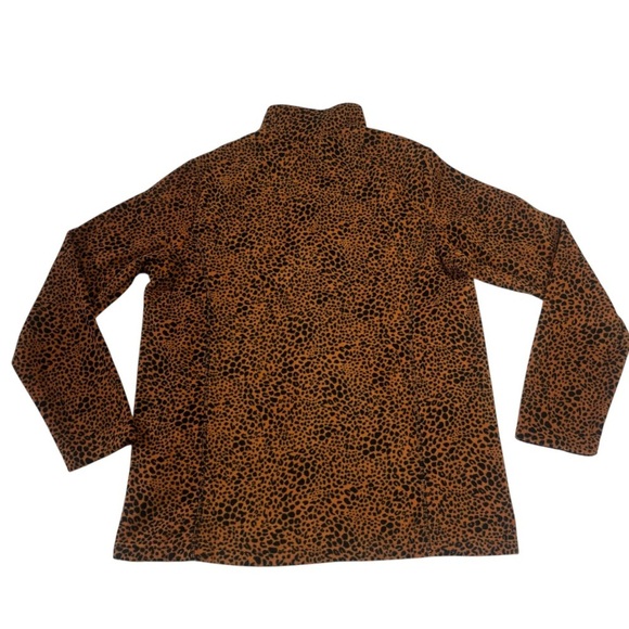 Lands End Fleece Quarter Zip Pullover Cheetah Print Size Medium 10-12 - Picture 3 of 9